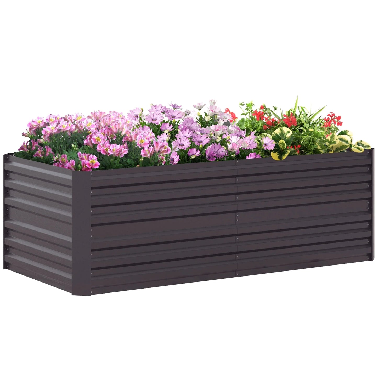 Outsunny Raised Garden Bed, 71" x 36" x 23" Galvanized Steel Planters for Outdoor Plants with Reinforced Rods