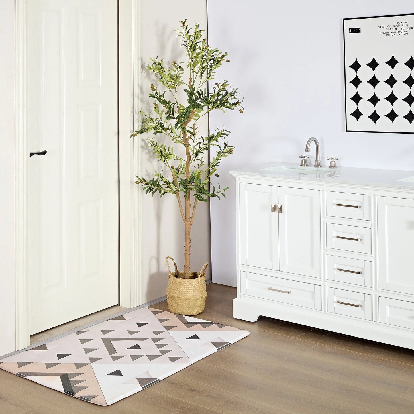 Artificial Olive Tree 59/71 Inch Tall Faux Silk Plant Indoor Fake Potted Tree with Wood Branches and Fruits