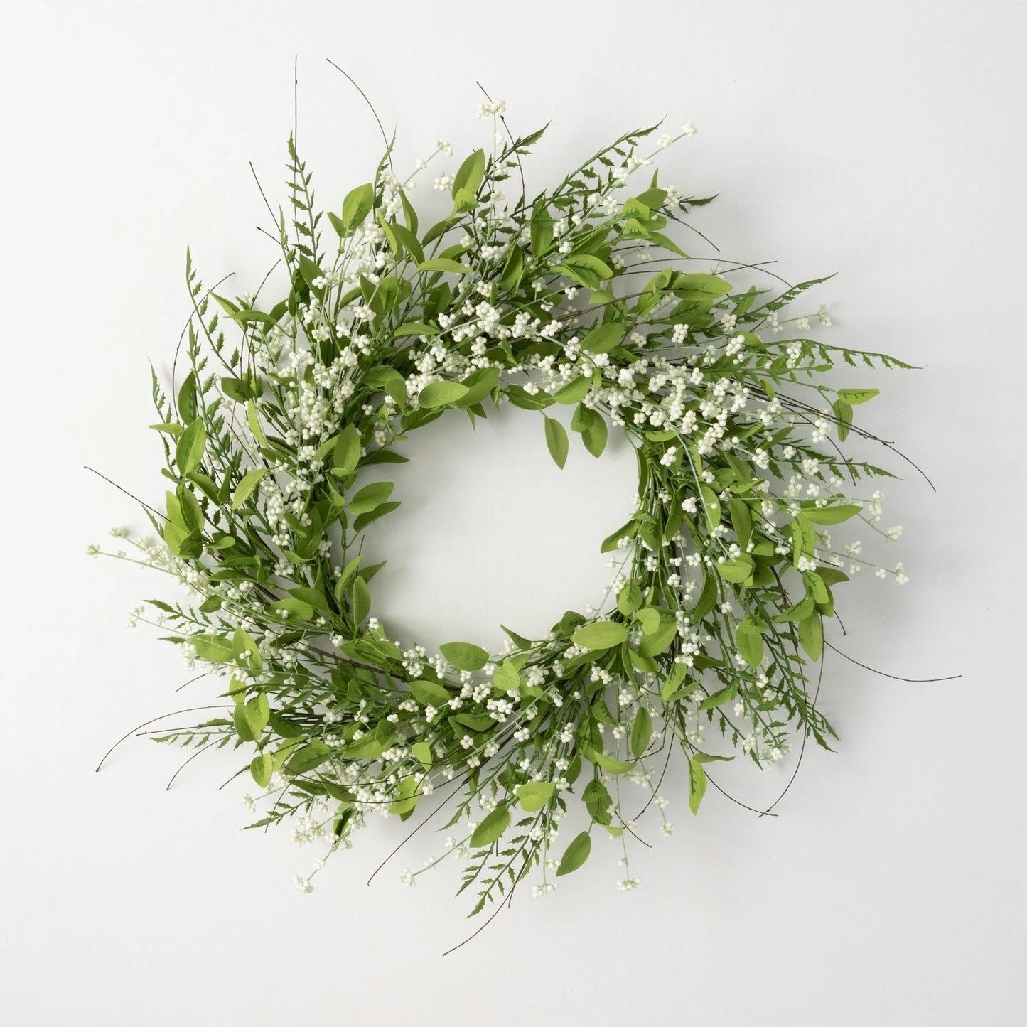 Sullivans Artificial Lush Leaf and Berry Wreath; Green