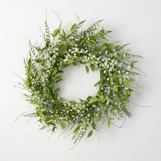 Sullivans Artificial Lush Leaf and Berry Wreath; Green