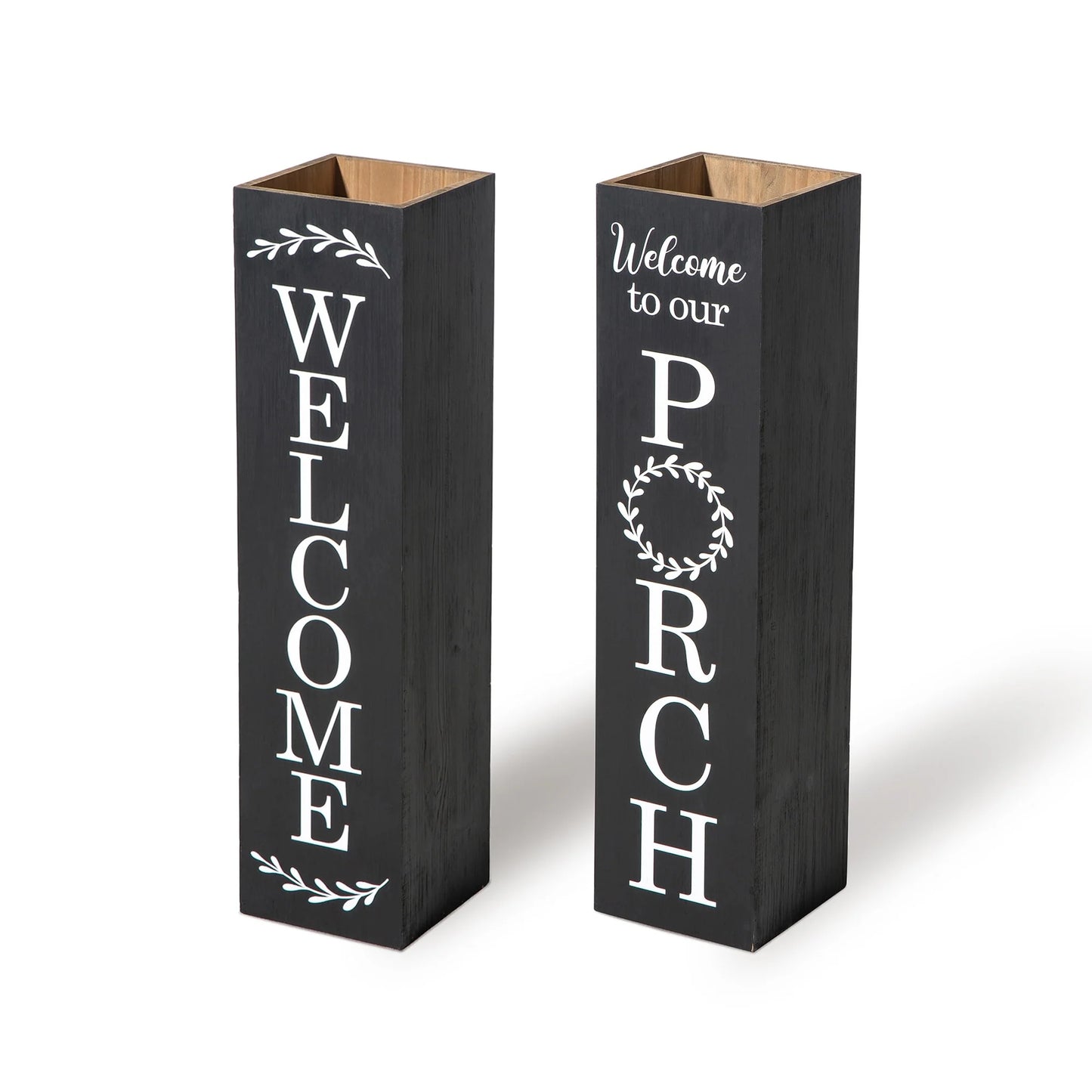 Glitzhome 30"H Rustic Welcome & Home or Welcome & Porch Double Sided Wooden Planter Sign Front Door Decor(2025 Quality-upgraded)