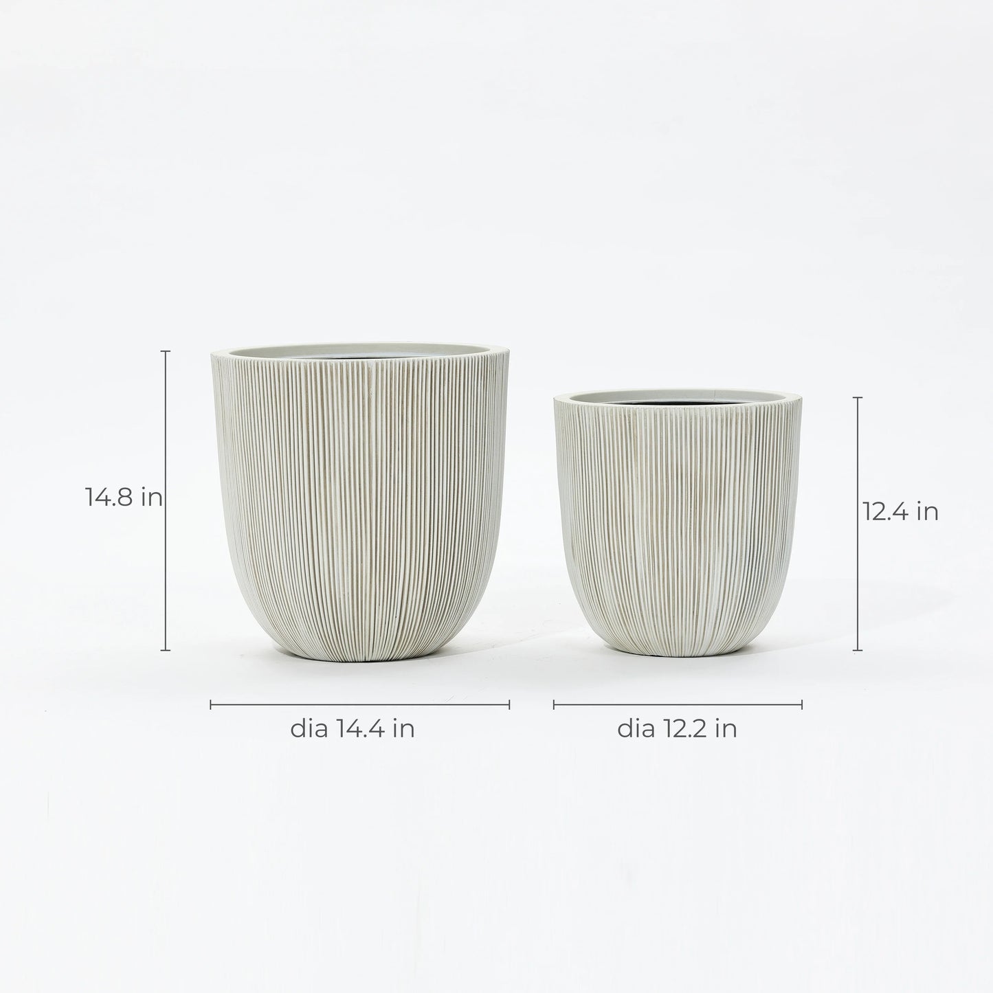2-Piece Tapered Round Plastic Planters Set, Mediterranean Style