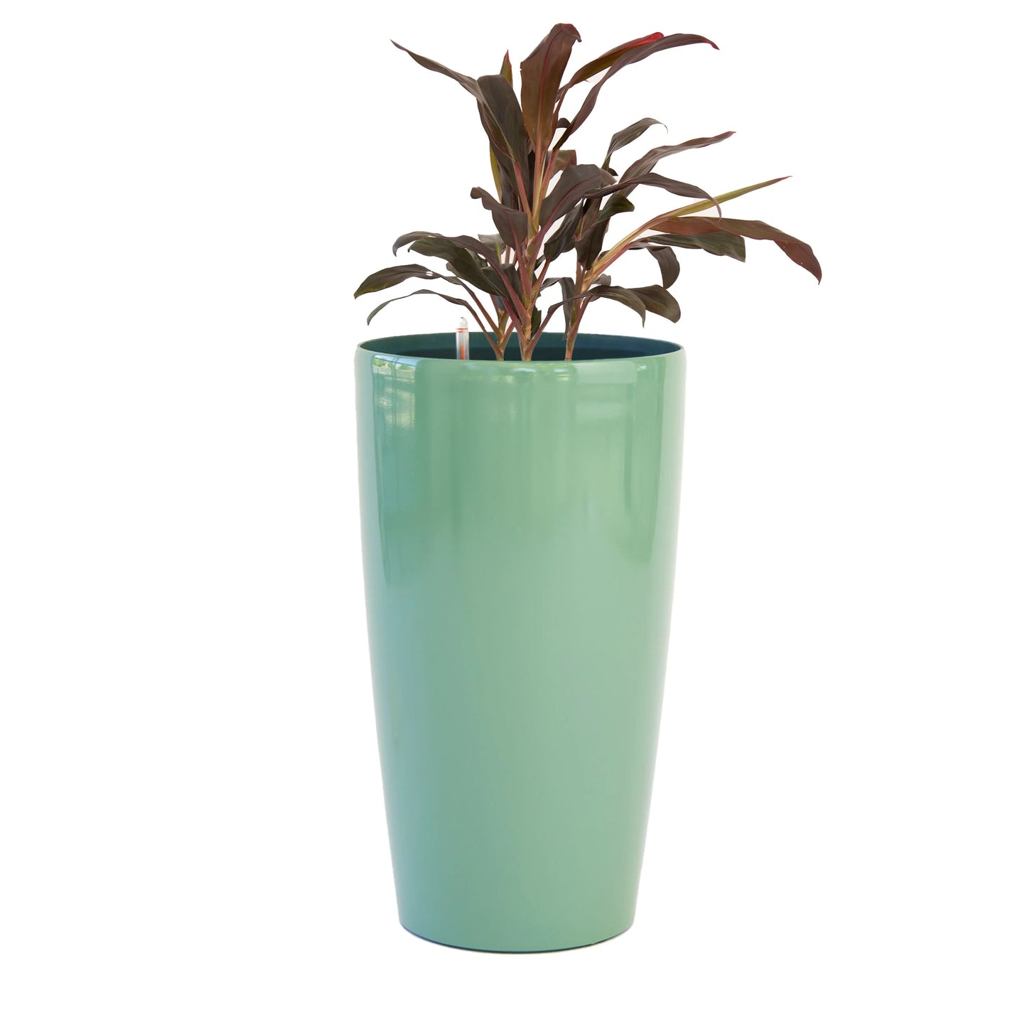 XBrand 21" H Plastic Self Watering Indoor Outdoor Tall Round Planter Pot w/Glossy Finish, Decorative Gardening Pot