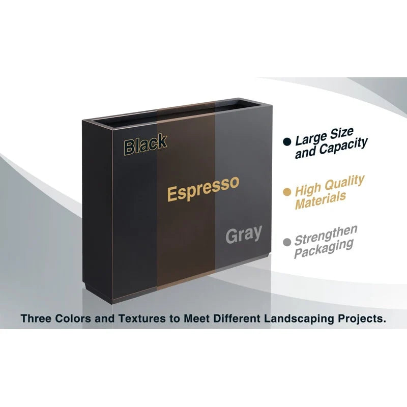 Metallic Heavy Planter for Outdoor Plants, 38Lx10Wx30H Inches Tall and Long Metal Divider Planter Box - 38"x30"x10"