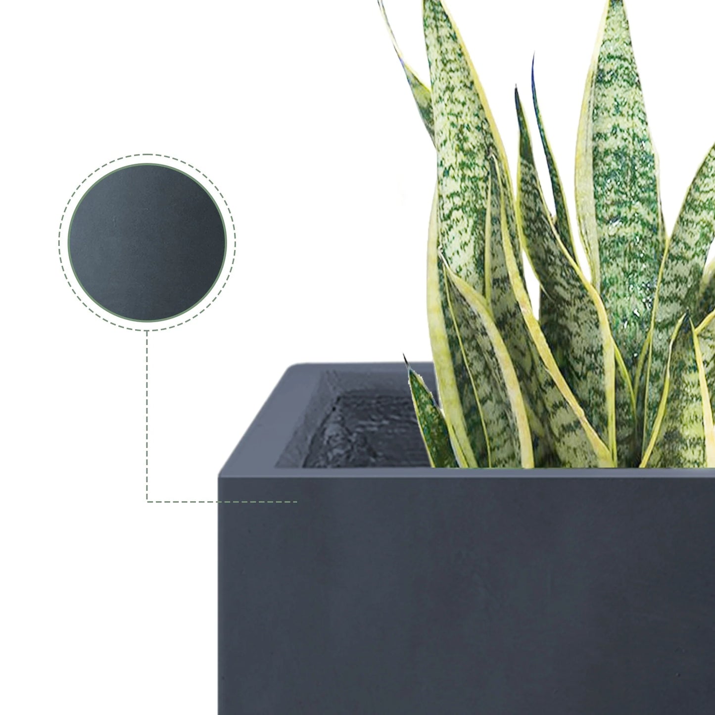 Durx-litecrete Lightweight Concrete Modern Long Granite Color Low Planter-Large - 31.1'x14.6'x14.8'