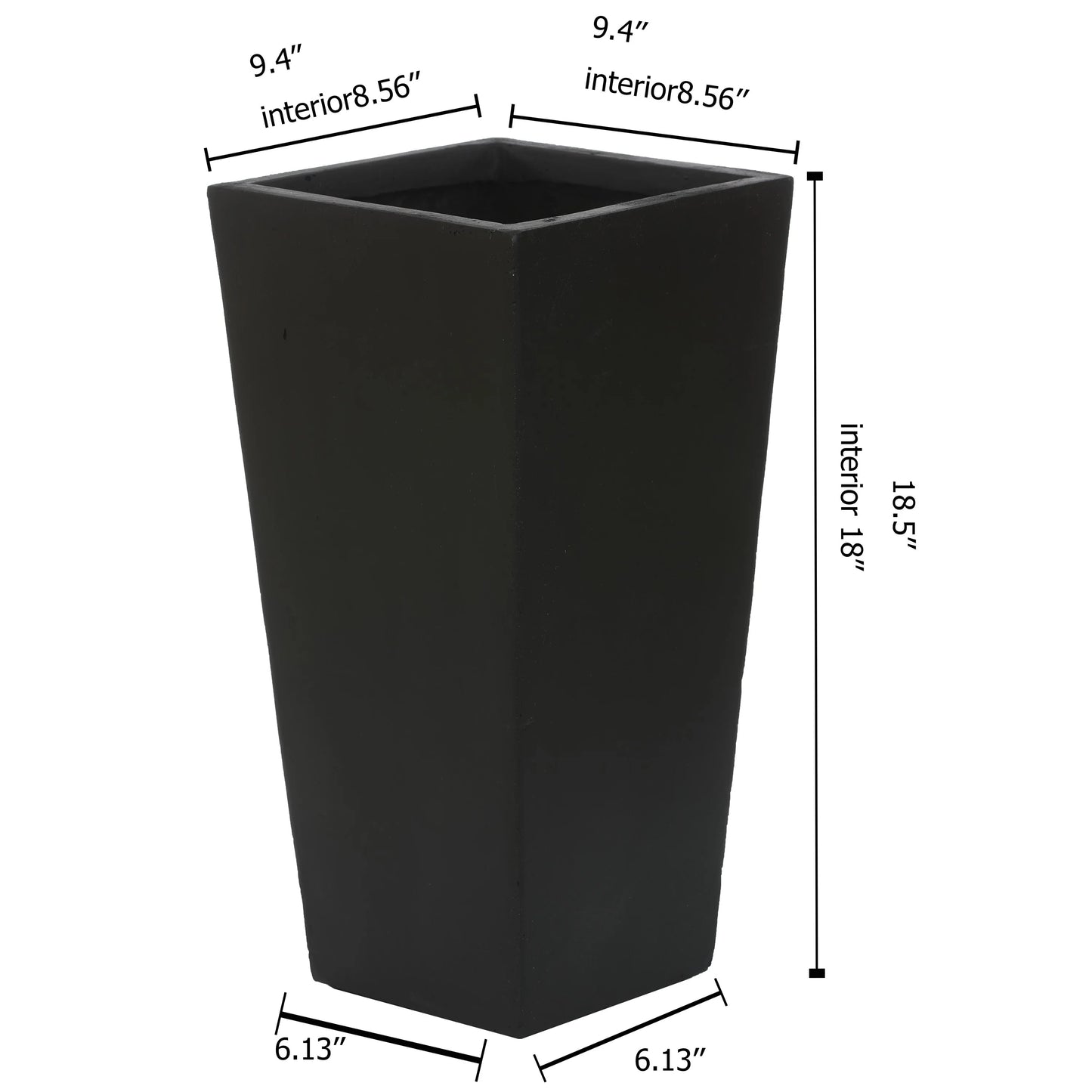 Tall Tapered Square Indoor & Outdoor MgO Planter