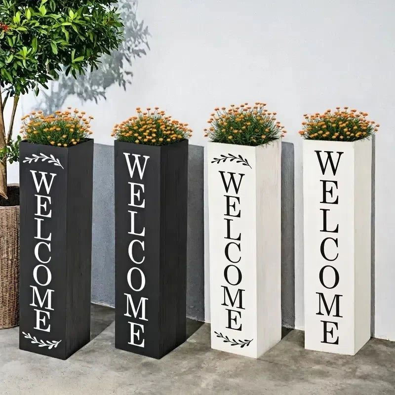 Glitzhome 30"H Rustic Welcome & Home or Welcome & Porch Double Sided Wooden Planter Sign Front Door Decor(2025 Quality-upgraded)