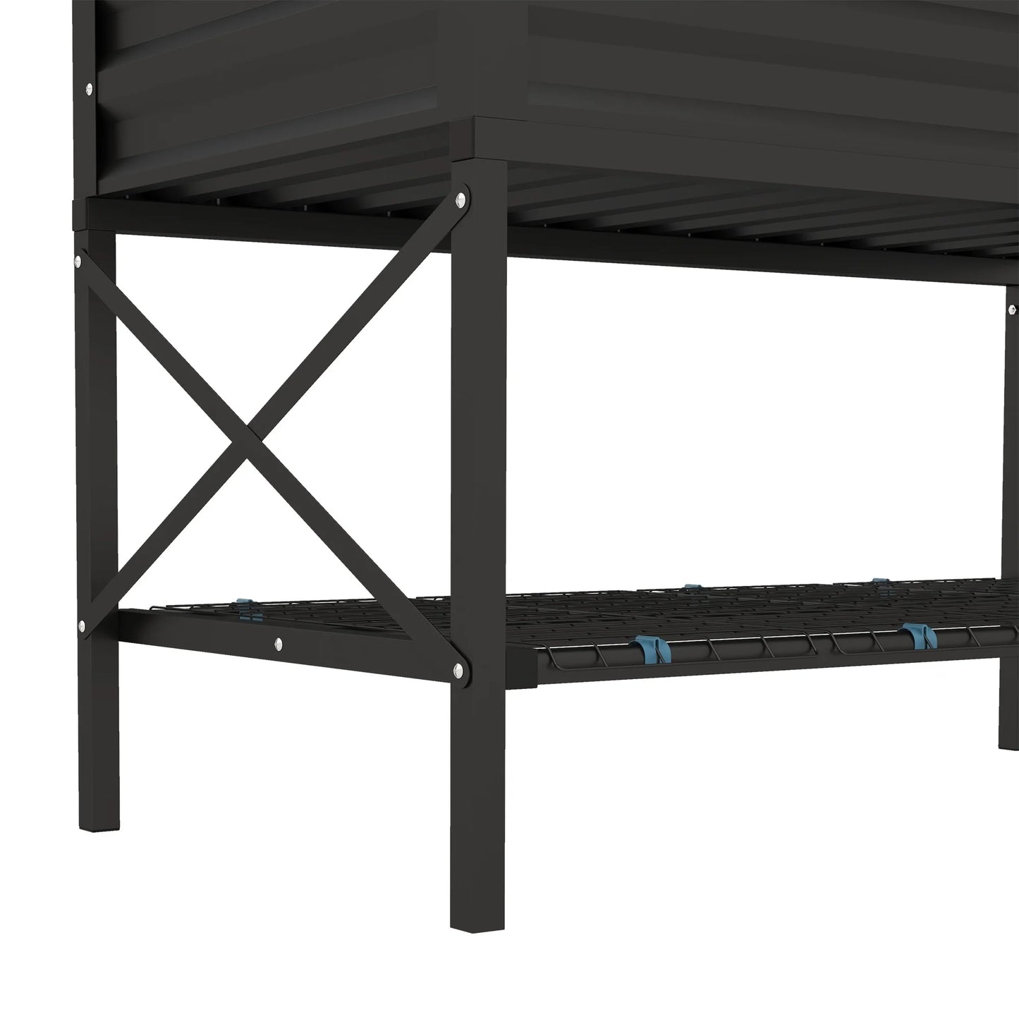 Outsunny Raised Garden Bed with Galvanized Steel Frame, Storage Shelf and Bed Liner, Elevated Planter Box