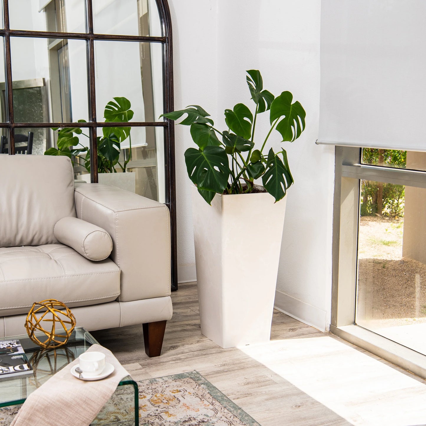 XBrand Modern 28-Inch Tall Square Modern Tapered Indoor & Outdoor Planter