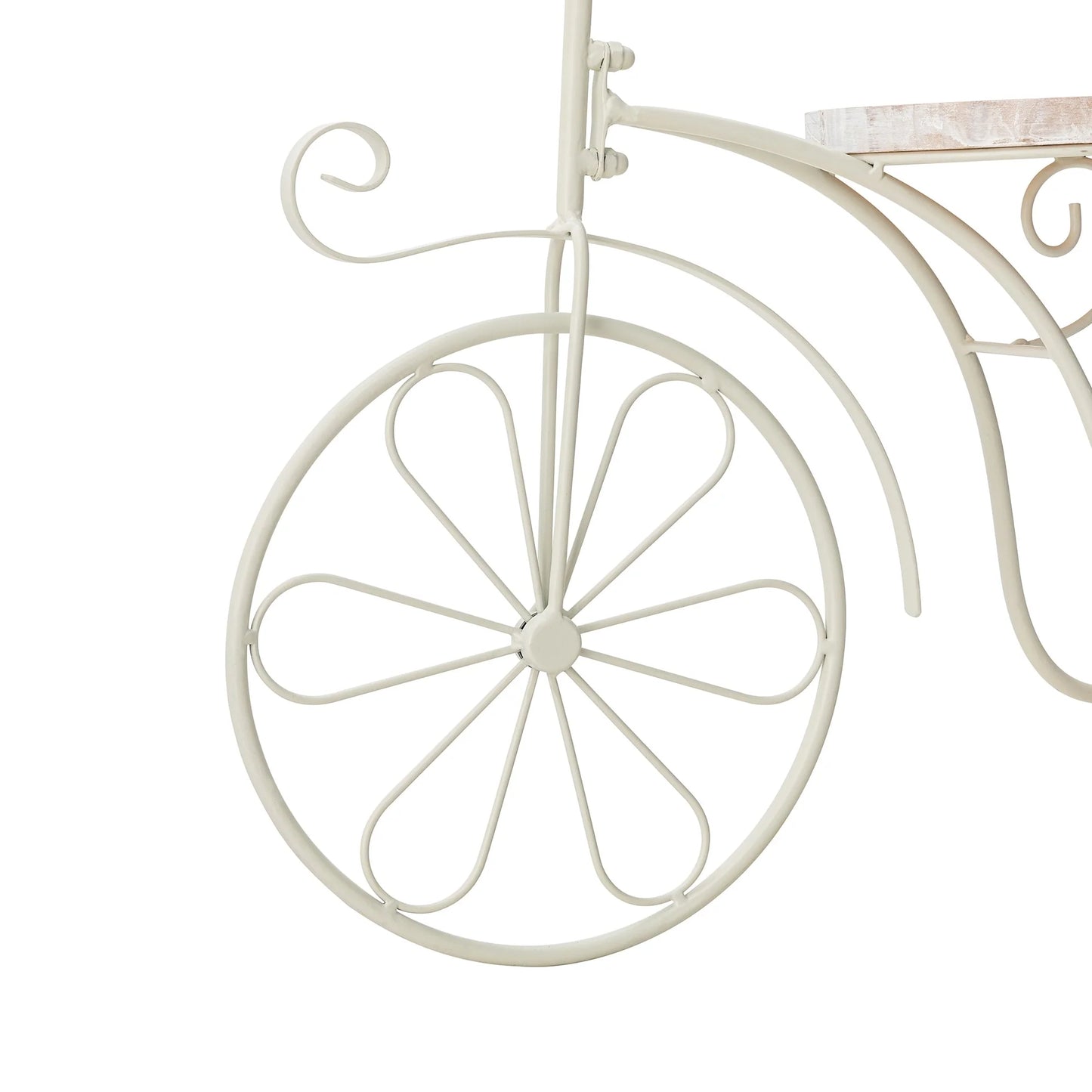 Glitzhome 24"L Spring Metal Tricycle Planter Stands Flower Pot Cart with Wood Trays