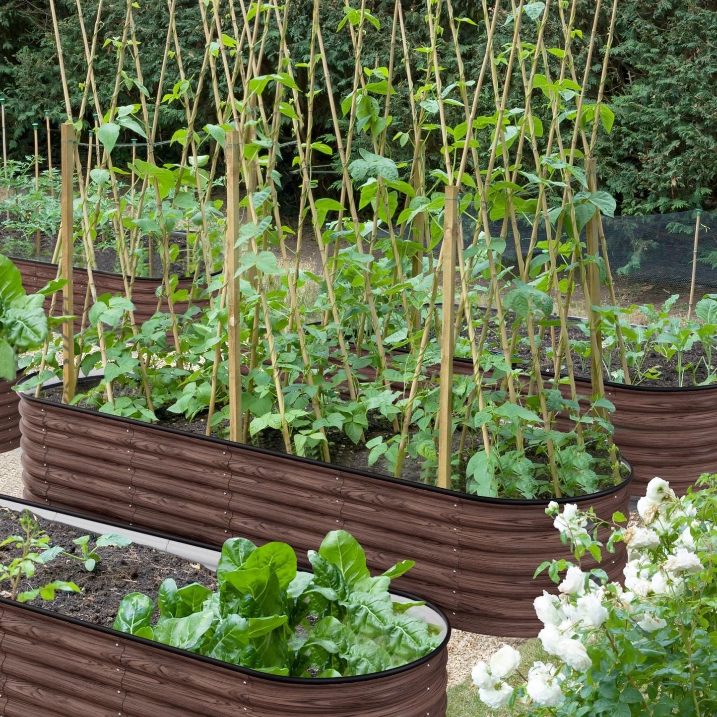 VEIKOUS 9-in-1 Modular Galvanized Metal Raised Garden Bed Kit for Outdoor Planters