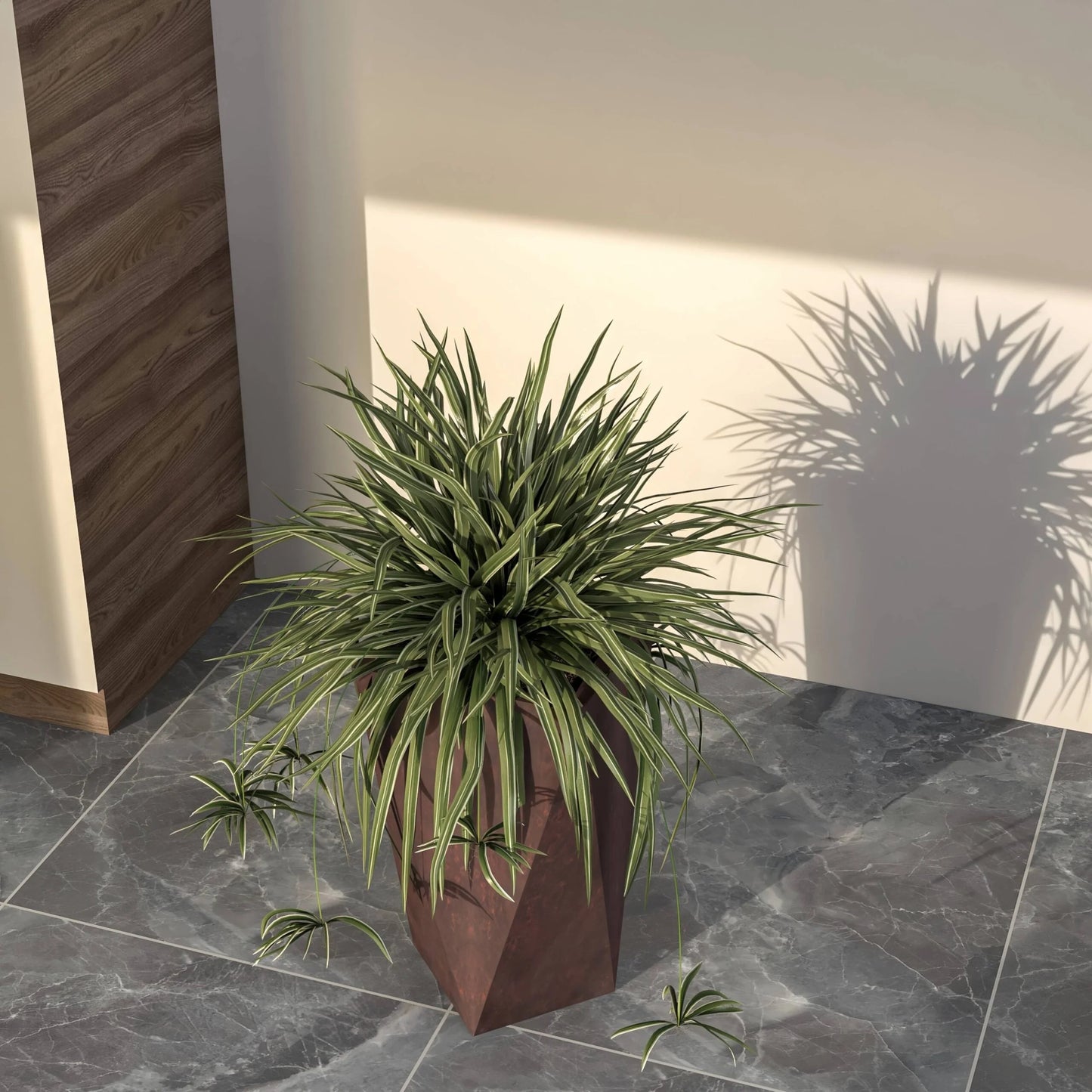 Aloe Fiberstone & MGO Clay Tapered Square Durable Planter, Indoor/Outdoor Weather Resistant Pot with Drainage, Yard Porch Decor