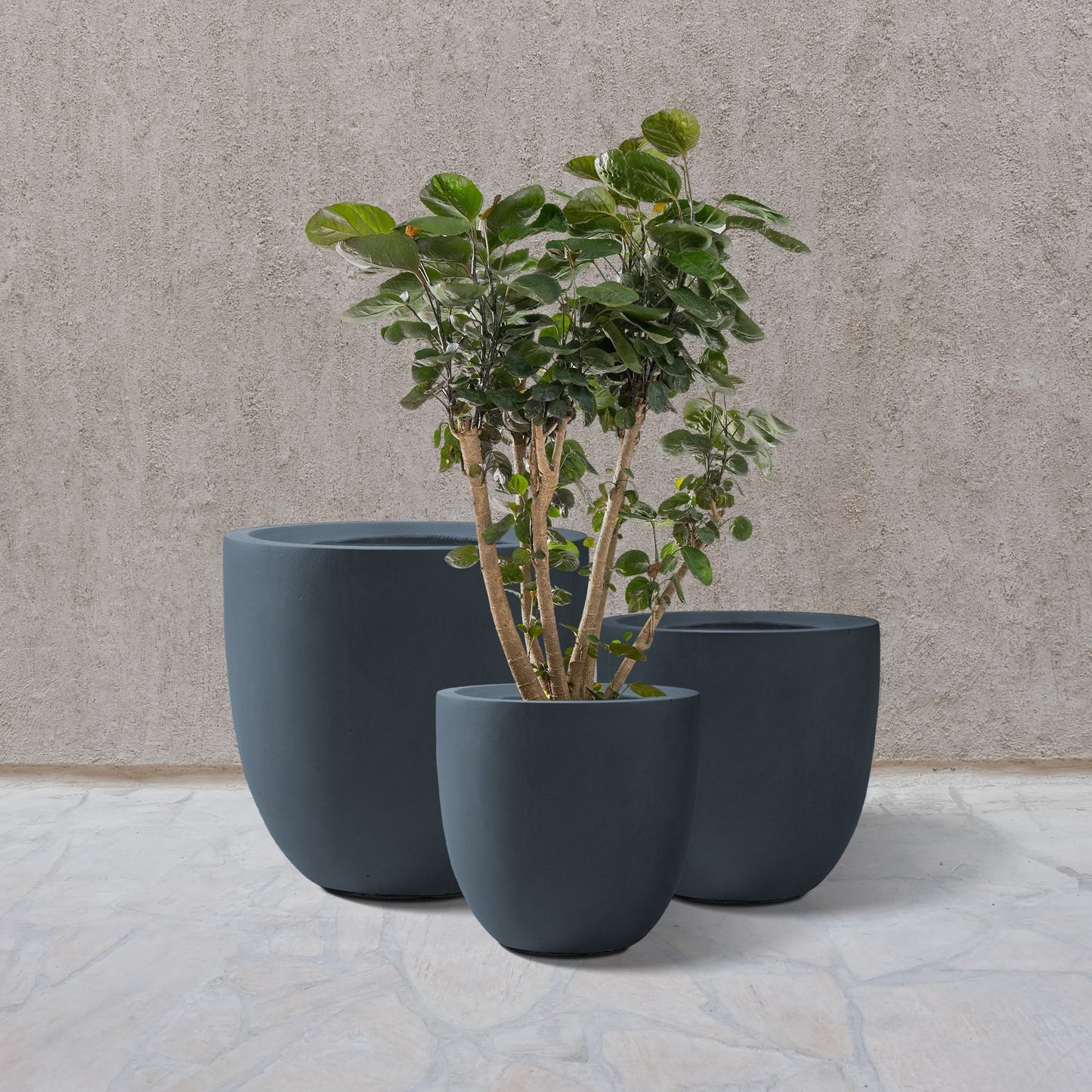Kante 20", 16.5", 13.3"W Weathered Finish Round Concrete Planters (Set of 3), Outdoor/Indoor Decorative Pots w/ Drainage Hole