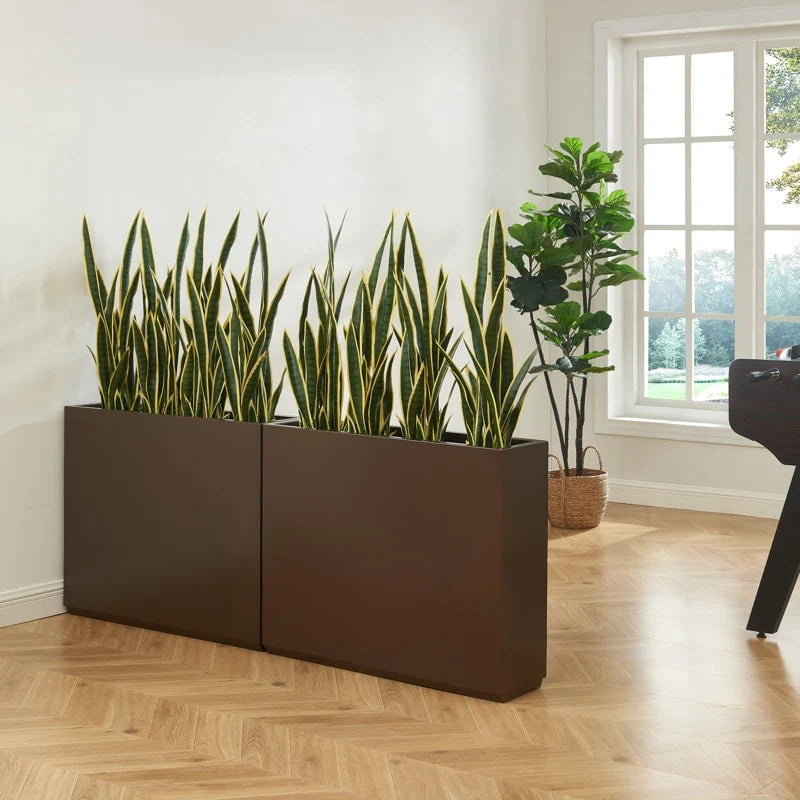 Metallic Heavy Planter for Outdoor Plants, 38Lx10Wx30H Inches Tall and Long Metal Divider Planter Box - 38"x30"x10"