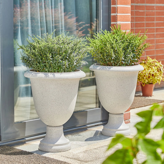 Glitzhome Modern Oversized Eco-Friendly PE Faux Terrazzo Urn Planter Porch Flowerpot (Set of 2/Set of 3)