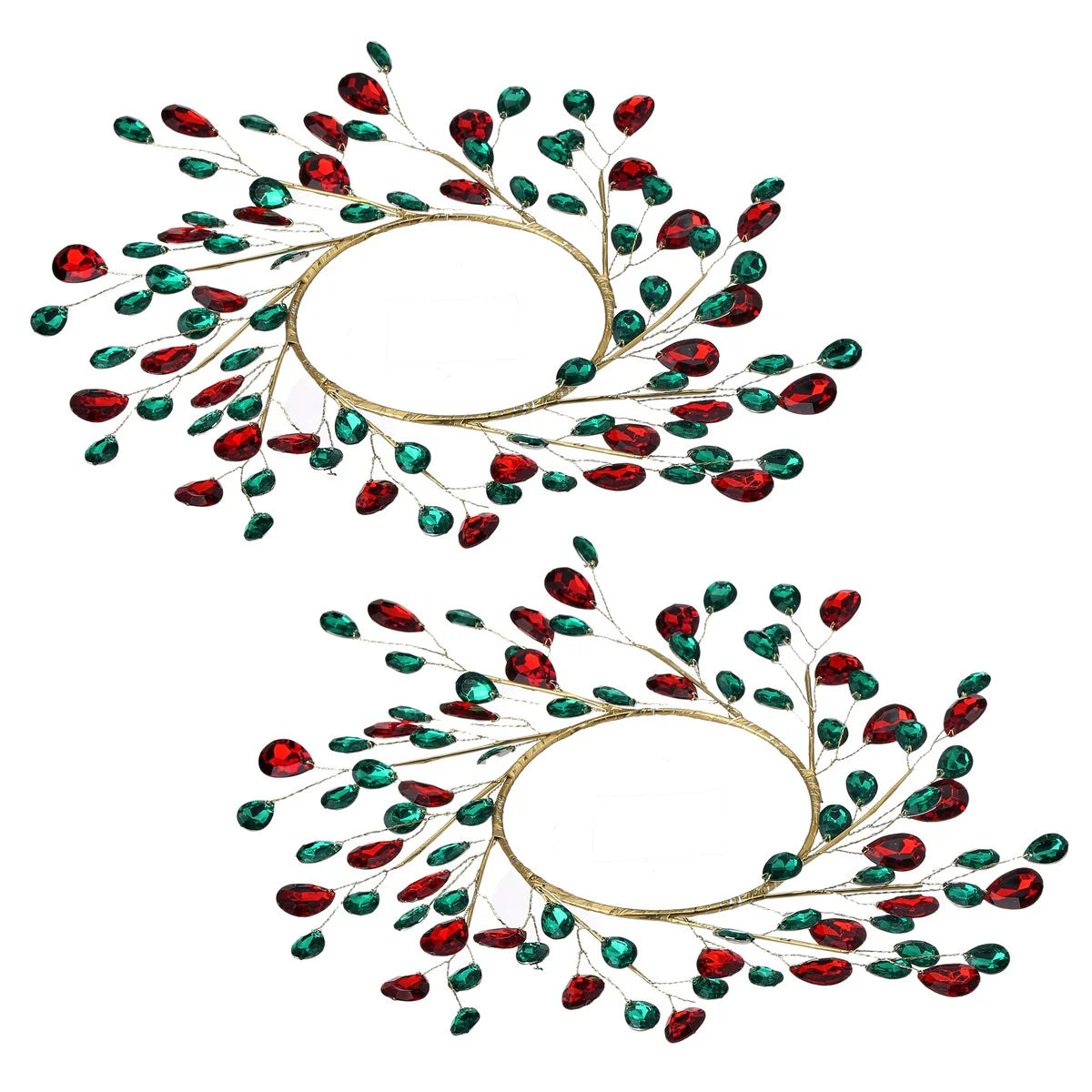 4.5" Metal Jewel Candle Ring Set of 2 - 11