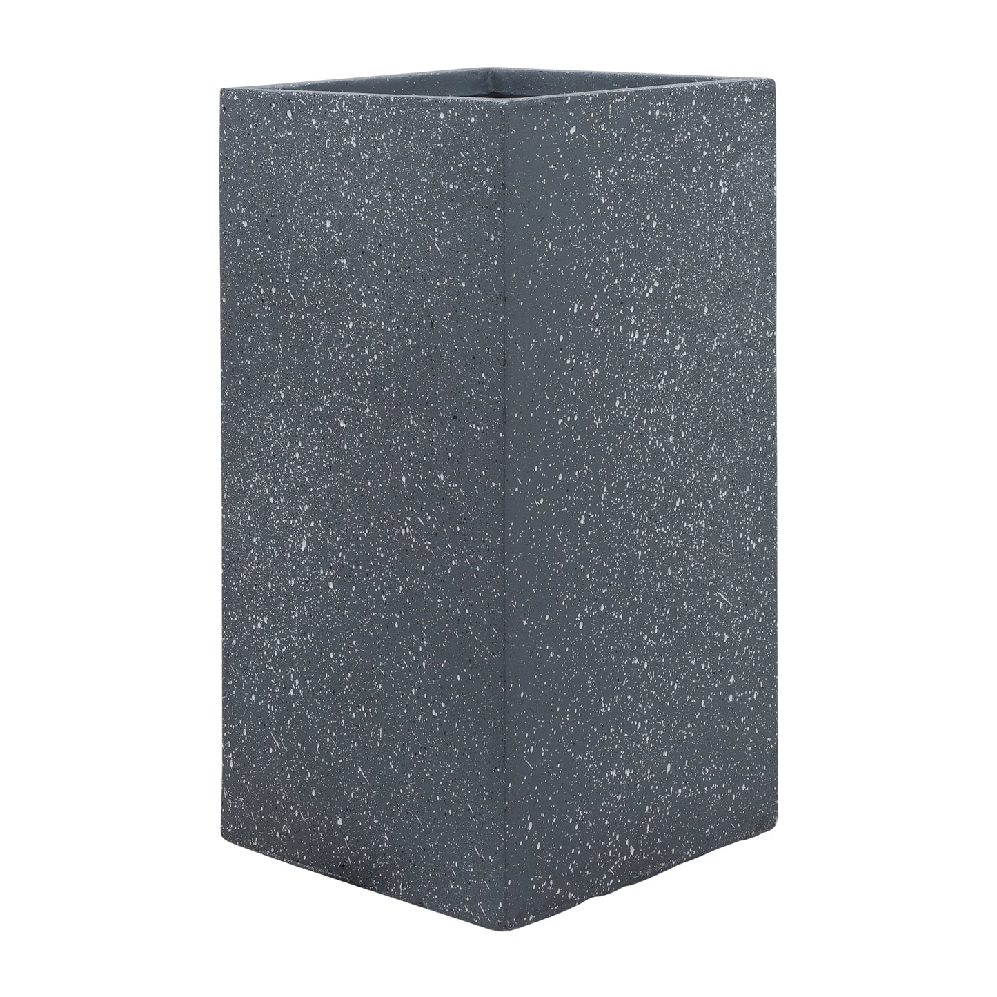 Dark Gray Resin Square Nested Planters, Set of Two, 11"Lx11"W 22"H/13"Lx11"W28"H, Stylish Indoor and Outdoor Plant Pots,