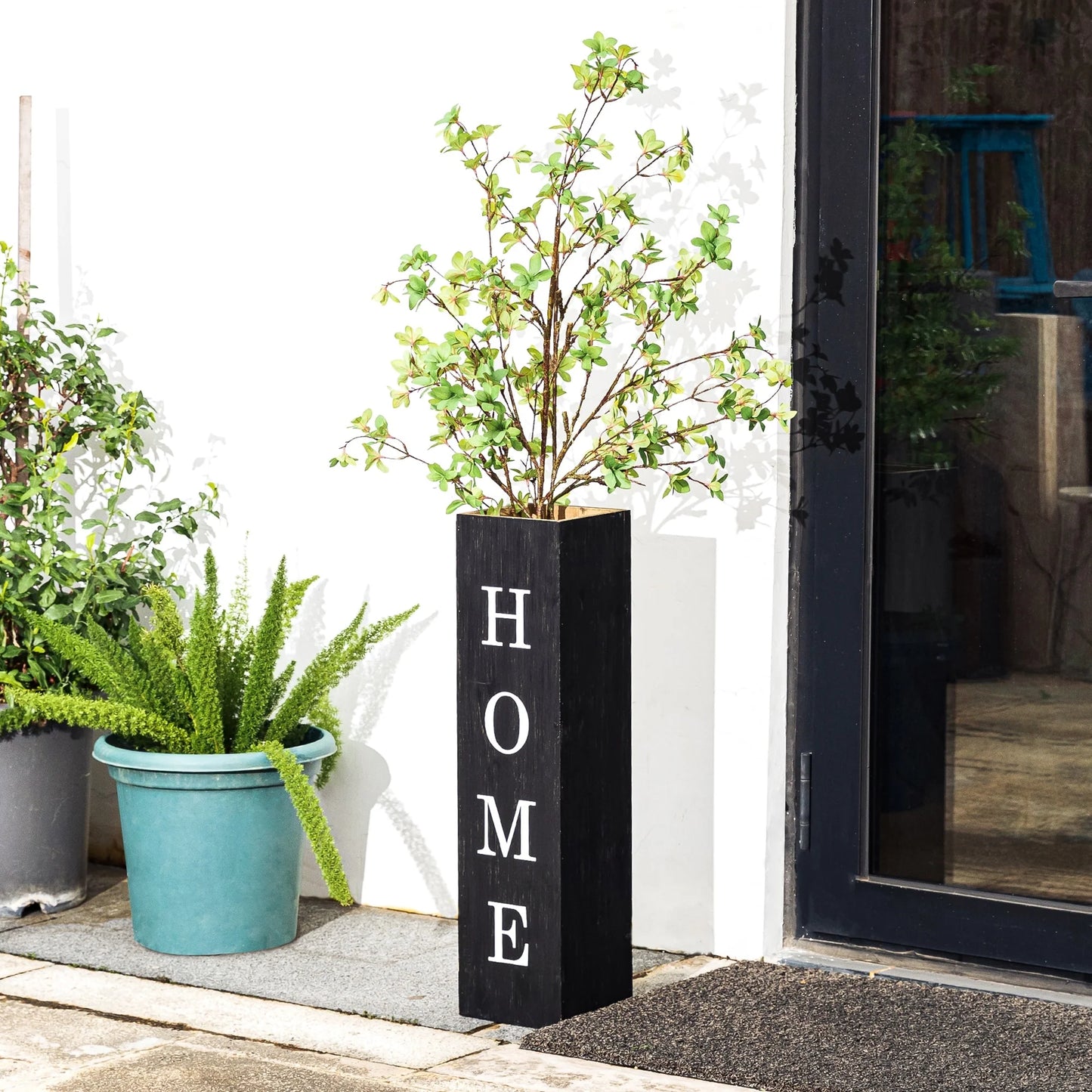 Glitzhome 30"H Rustic Welcome & Home or Welcome & Porch Double Sided Wooden Planter Sign Front Door Decor(2025 Quality-upgraded)