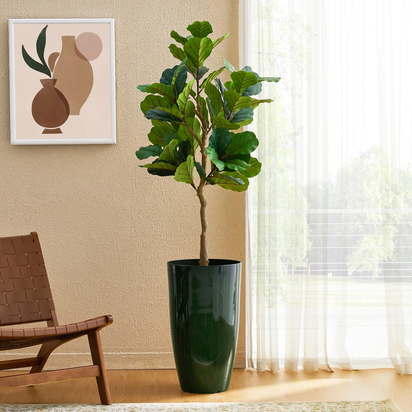 Glitzhome 23.5"H Set of 2 Oversized Gradient Blue/Green Tall Plastic Planter