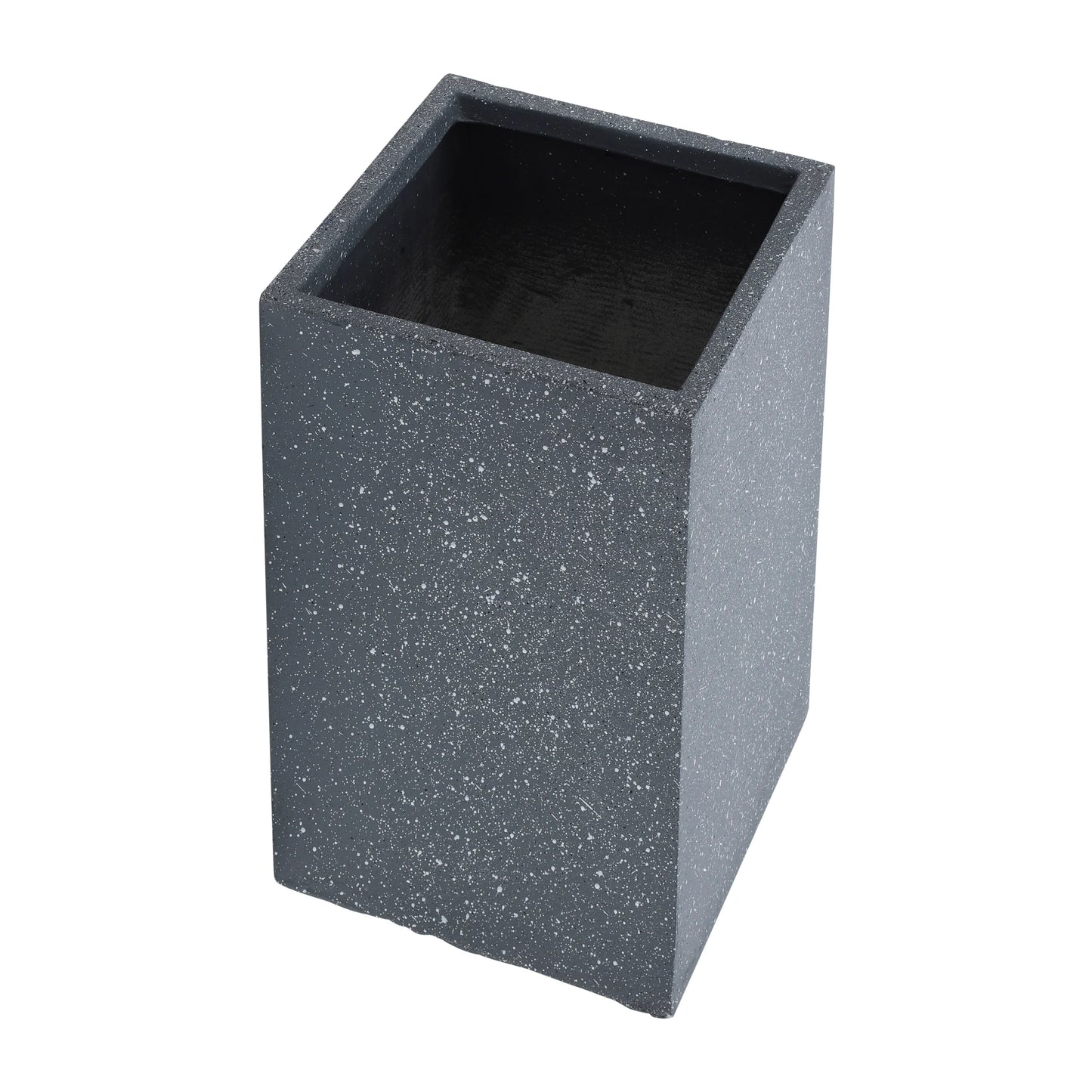 Dark Gray Resin Square Nested Planters, Set of Two, 11"Lx11"W 22"H/13"Lx11"W28"H, Stylish Indoor and Outdoor Plant Pots,