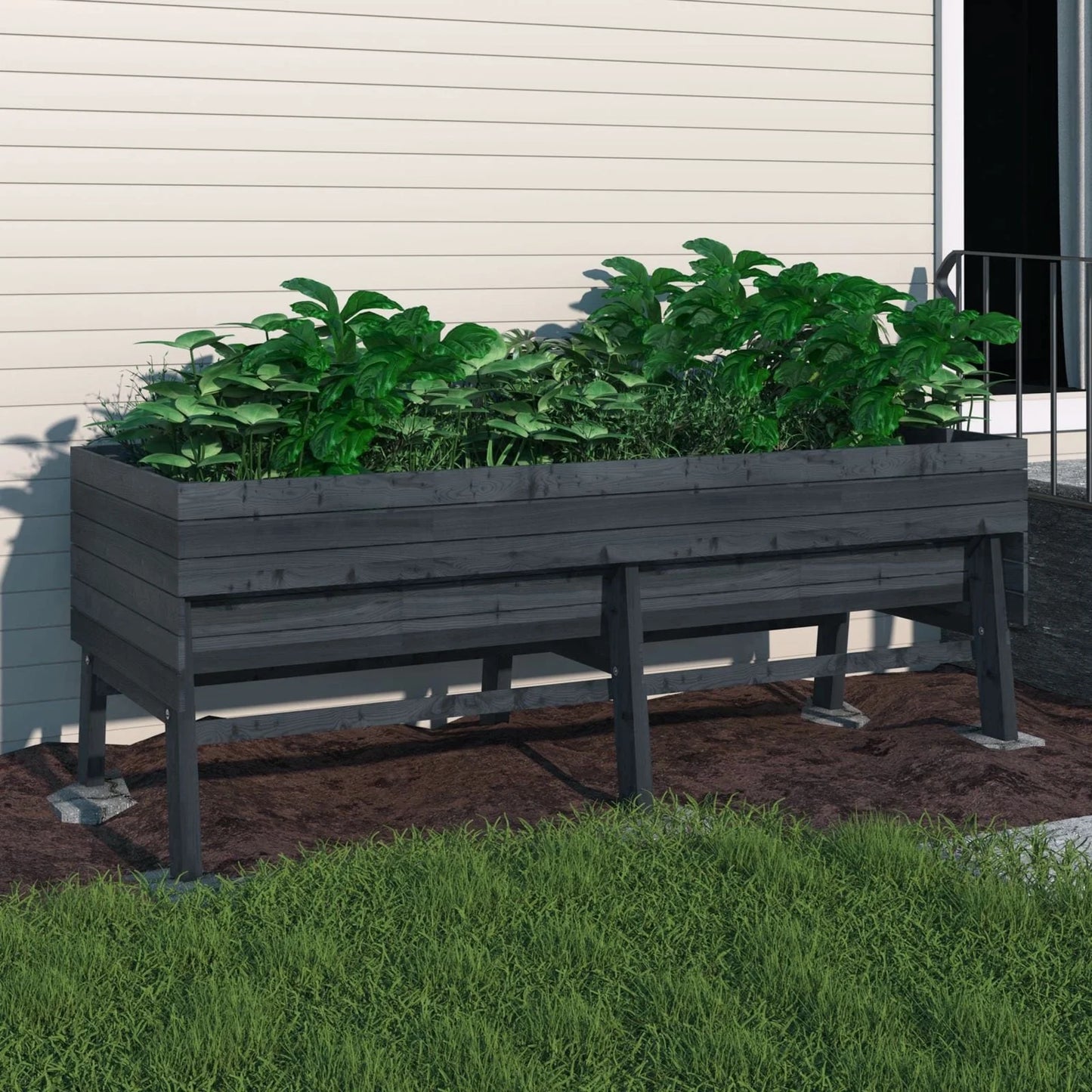 VEIKOUS Wooden Raised Garden Bed for Vegetables Oversized Deep Planter Box with Liner