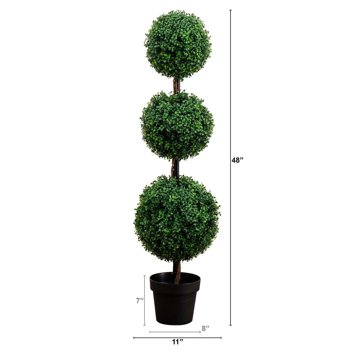 4' Artificial Triple Ball Boxwood Topiary Tree (Indoor/Outdoor) - Green