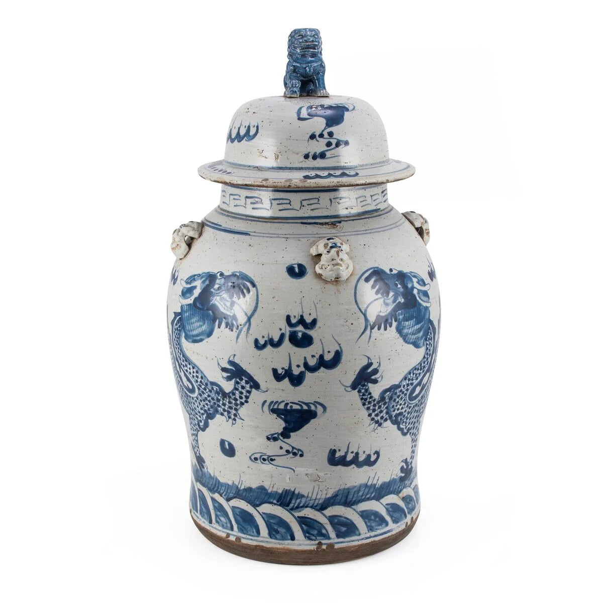Vintage Temple Jar Dragon Motif - Large