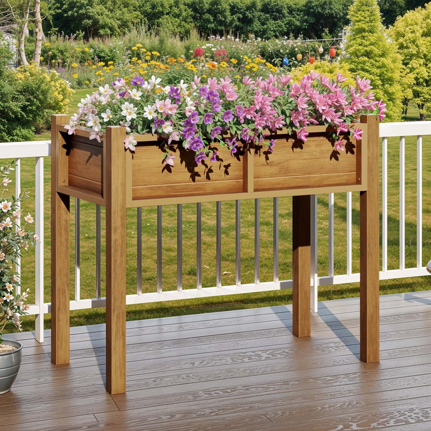 Moasis Poly Wood Raised Garden Bed Planter Box Stand for Backyard Patio Balcony