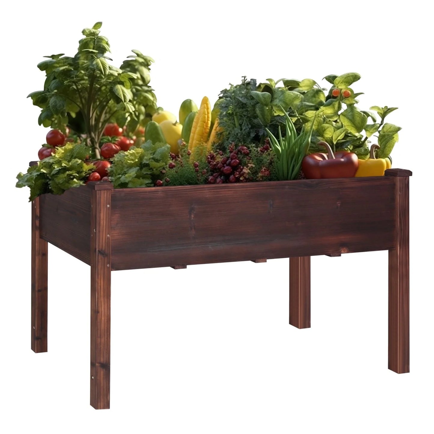 VEIKOUS Wood Raised Garden Bed Elevated Planter Box with Drainage Holes - 46.8''W x 22.4''D x 30.3''H