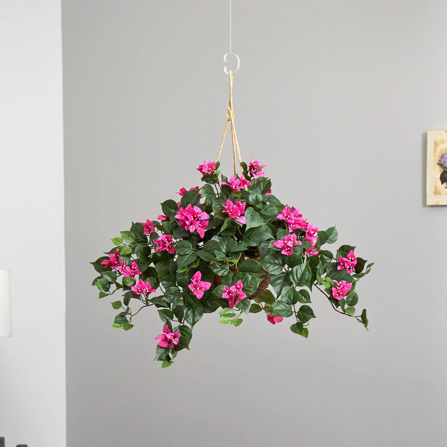 Bougainvillea Silk Plant Hanging Basket - Green