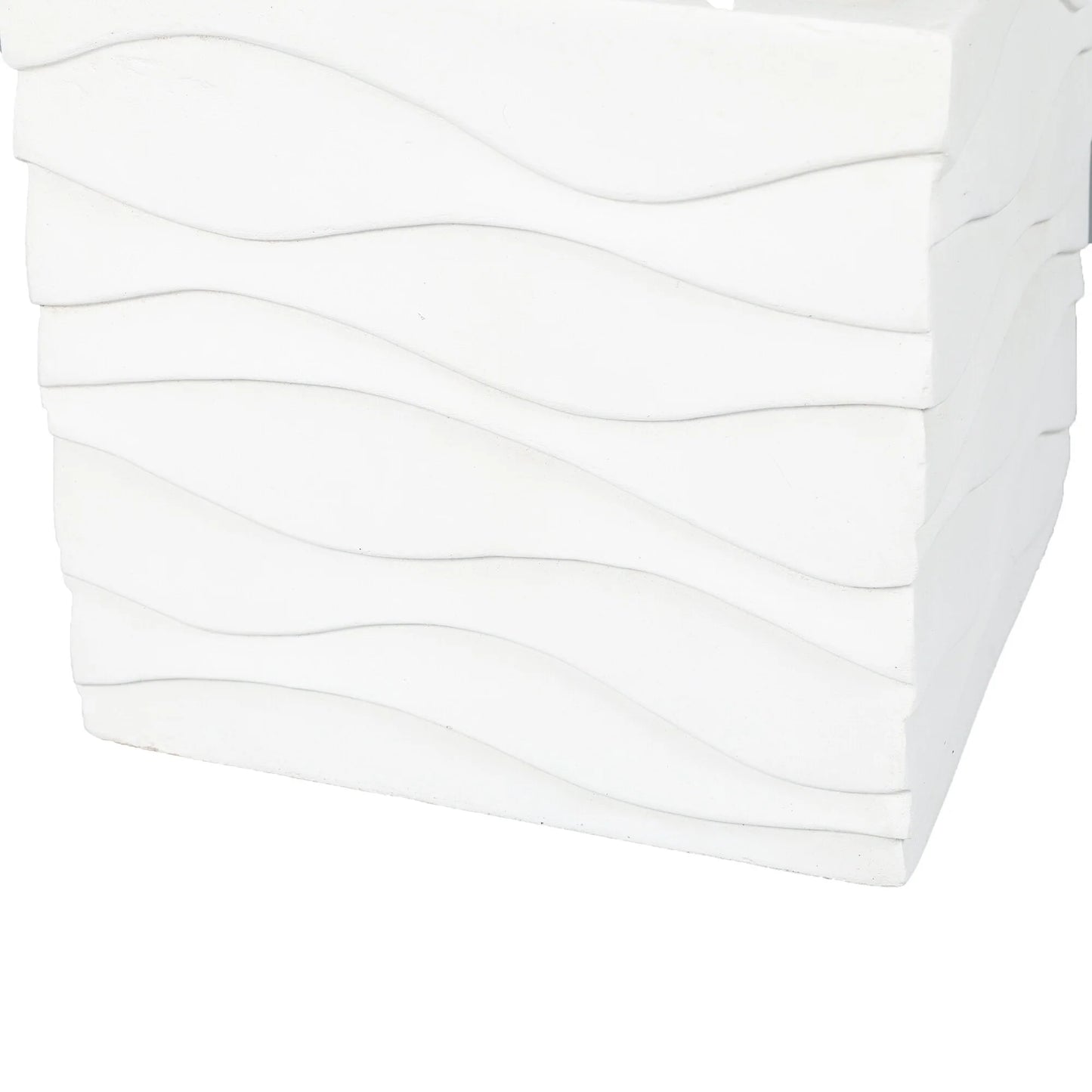 White Waves Square MgO Planter, Indoor & Outdoor - 13.98" H x 14.17" W x 14.17" D