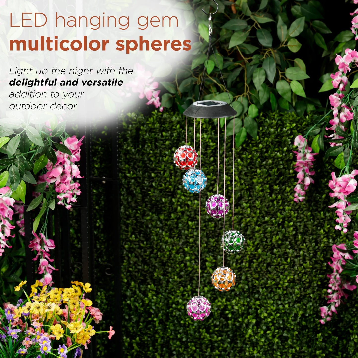 Solar Hanging Gem Multi-Color Sphere Mobile with LED Light