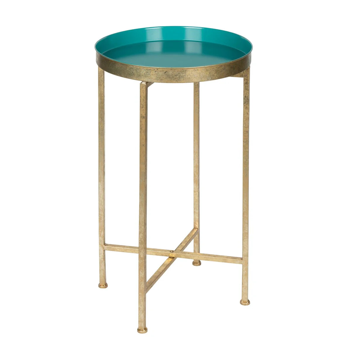 Kate and Laurel Celia Round Foldable Metal Accent Table - 14x14x26