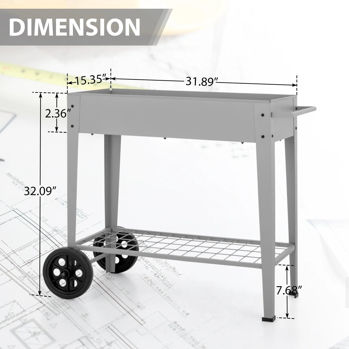 MAISON ARTS Metal Raised Planter Box with Legs Outdoor Elevated Garden Bed On Wheels for Vegetables Flower Herb