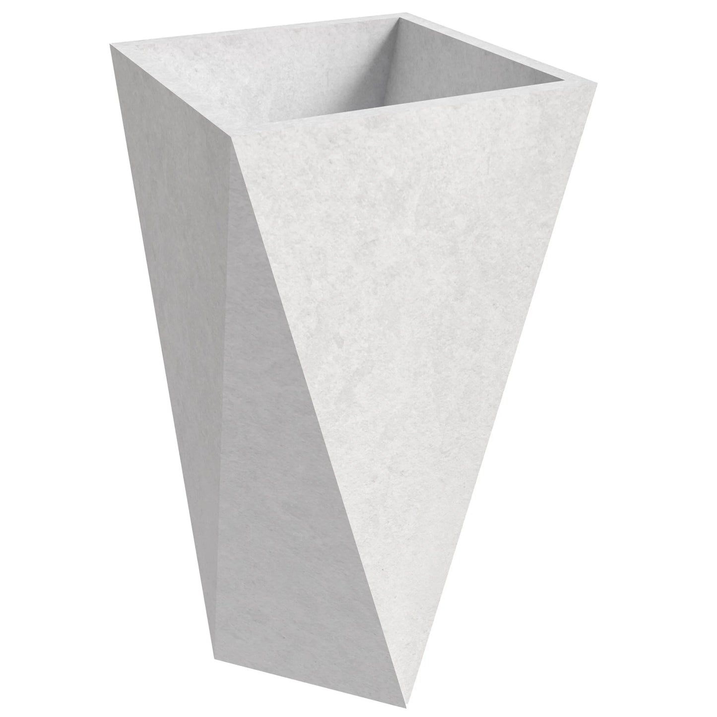 Aloe Fiberstone & MGO Clay Tapered Square Durable Planter, Indoor/Outdoor Weather Resistant Pot with Drainage, Yard Porch Decor