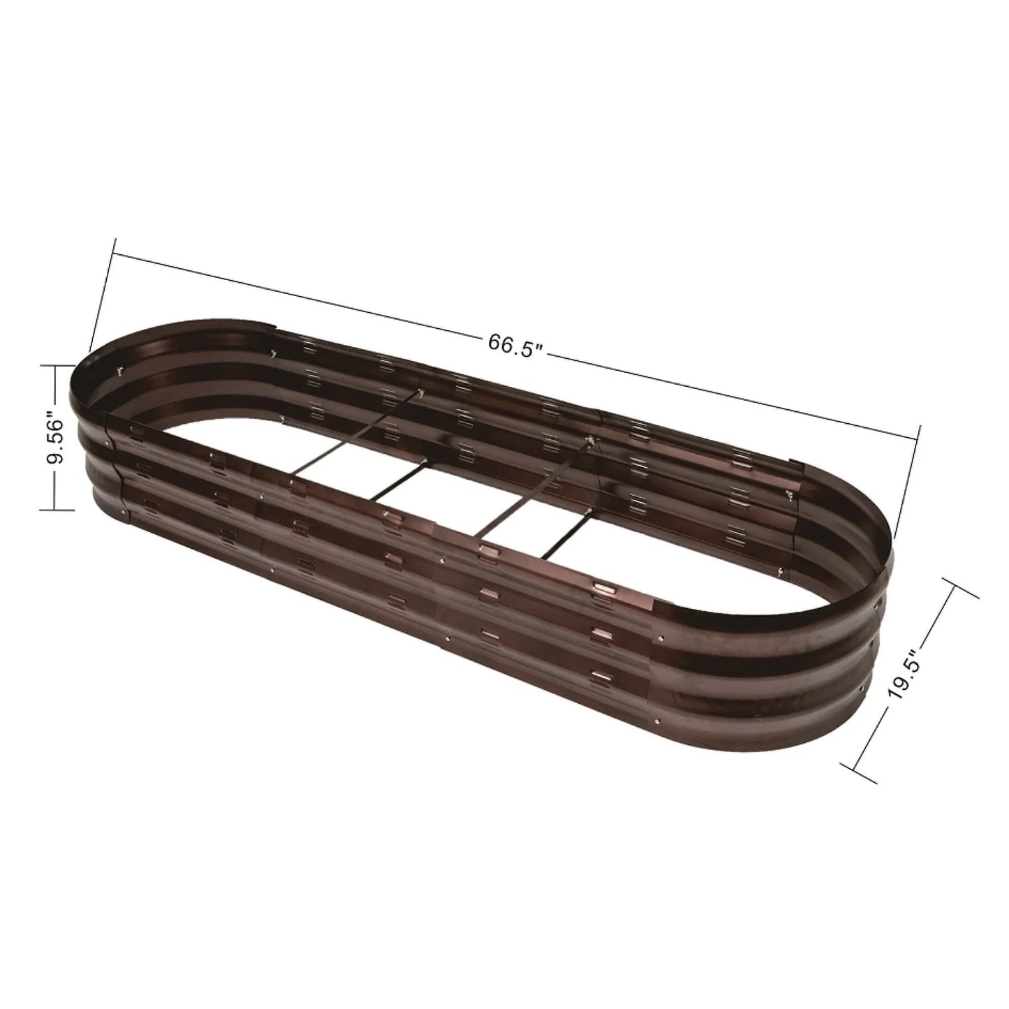 Brown Metal 5.5-Ft Oval Raised Garden Bed Planter - 5.5ft W x 1.625ft D x 0.8ft H