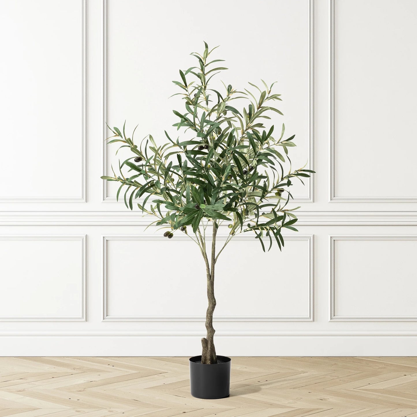 Glitzhome Real Touch Olive Artificial Tree With Black Pot
