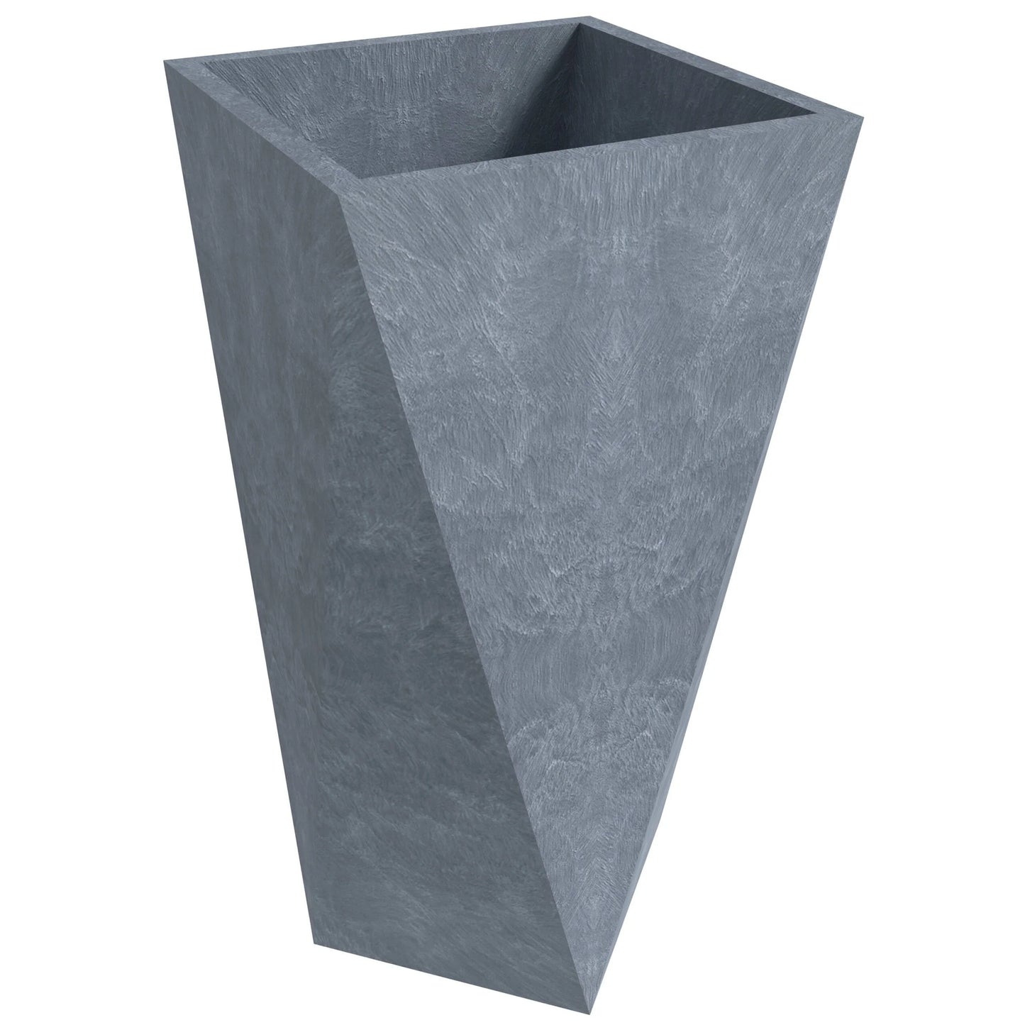 Aloe Fiberstone & MGO Clay Tapered Square Durable Planter, Indoor/Outdoor Weather Resistant Pot with Drainage, Yard Porch Decor