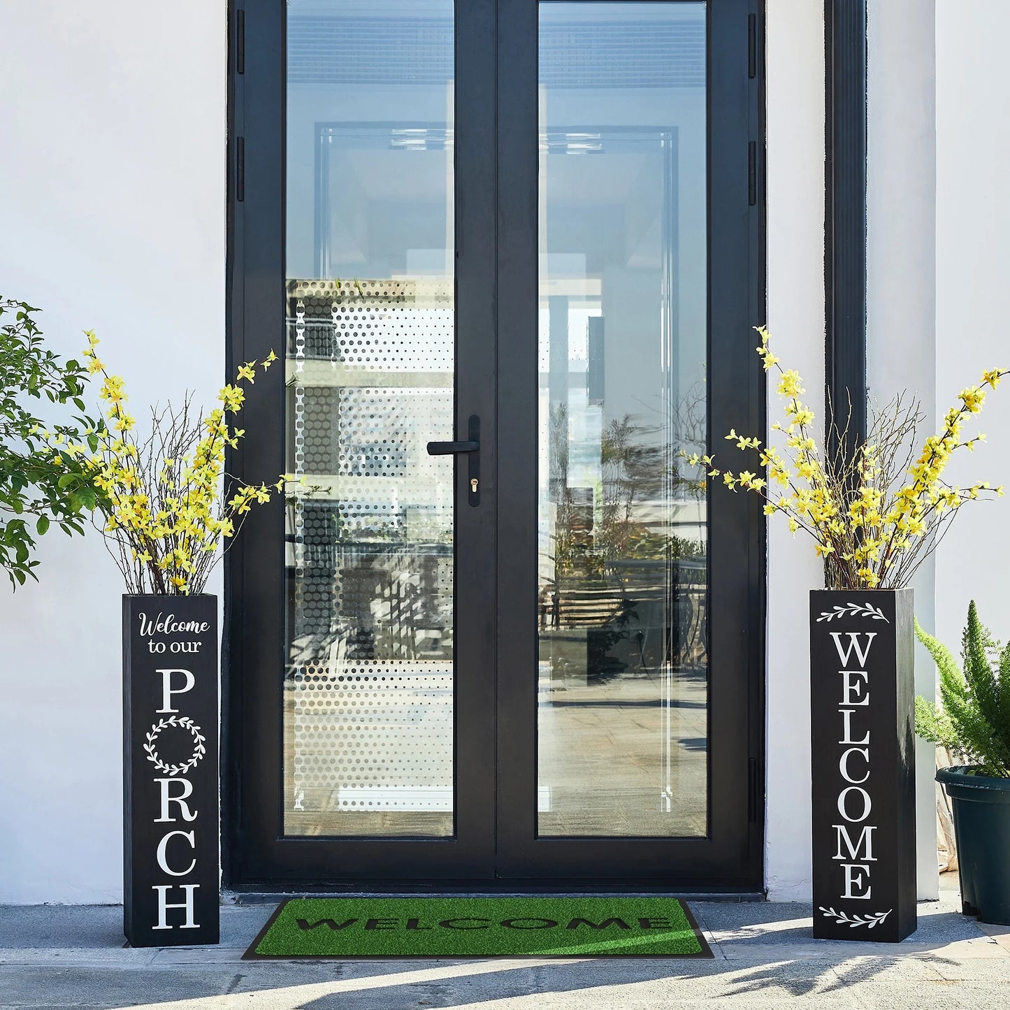 Glitzhome 30"H Rustic Welcome & Home or Welcome & Porch Double Sided Wooden Planter Sign Front Door Decor(2025 Quality-upgraded)