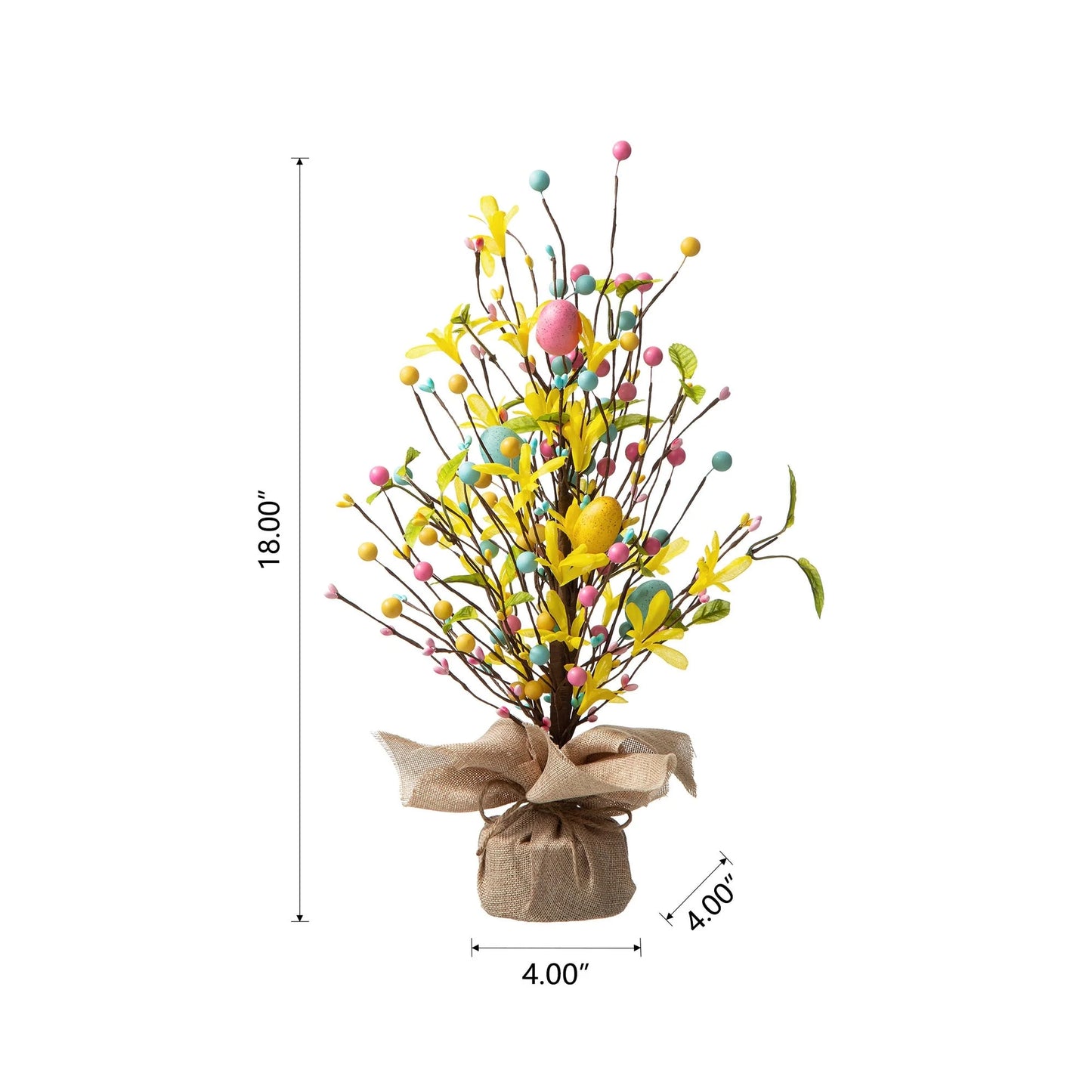 Glitzhome 18"H Easter Eggs Blossom Table Tree Spring Artificial Plants Centerpieces