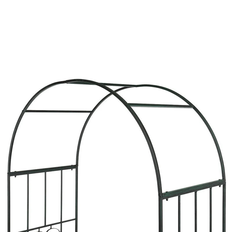 87" Arc Roof Wrought Iron Arch Plant Climbing Frame - Dark Green