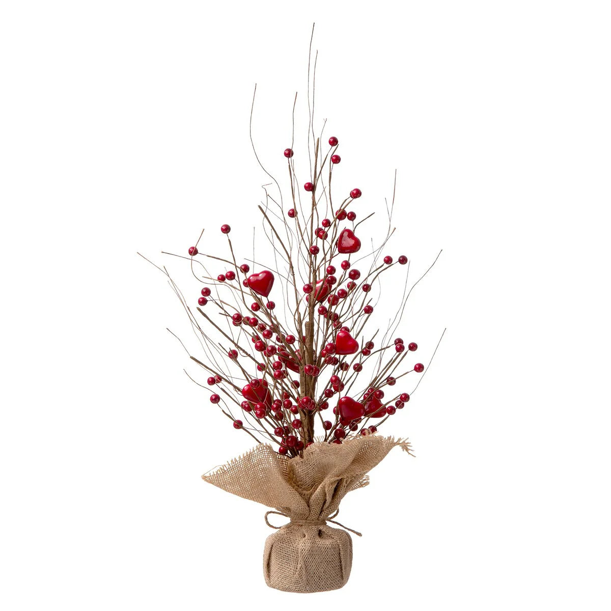 Glitzhome Heart Berry & Fleur-de-Lis Tree Valentine's & Mardi Gras Tree