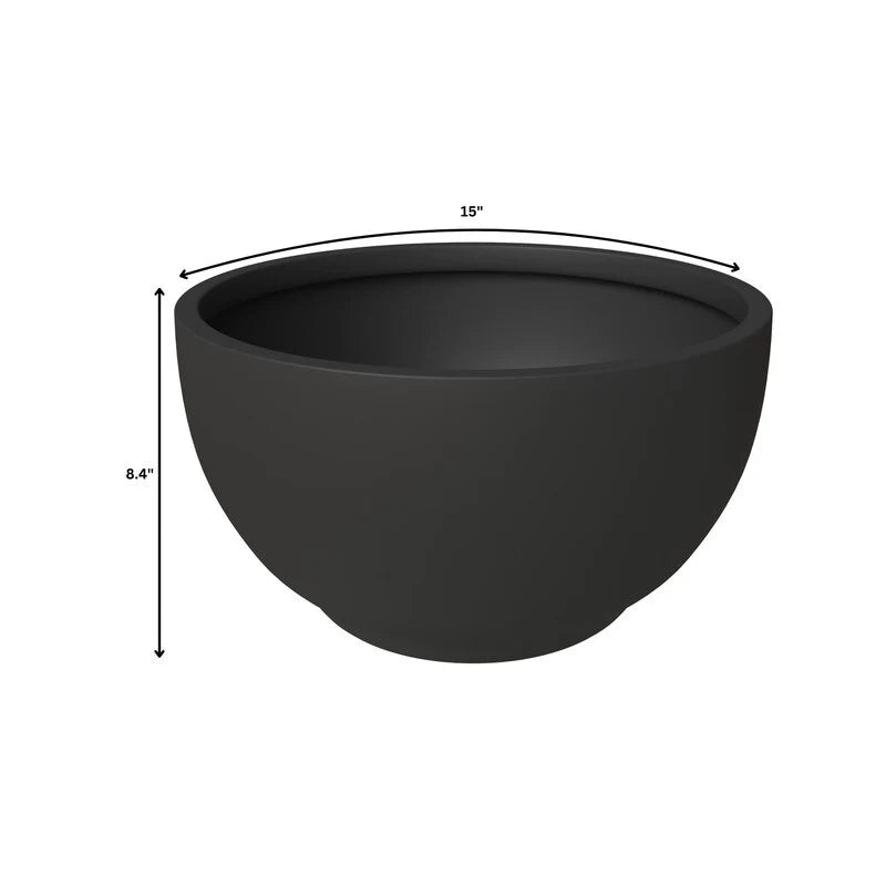 Grove Modern Round Fiberstone and MgO Clay Plant Pot with Drainage Holes for Indoor & Outdoor Home Office Yard Patio Decor