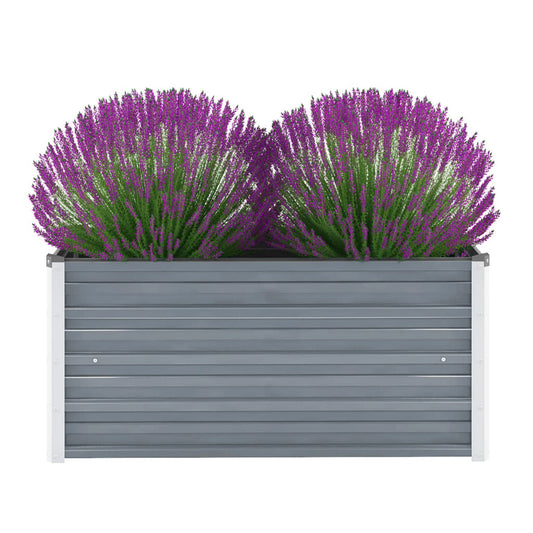Raised Garden Flower Bed, Open Bottom Design, Grey Steel, 39 Inch