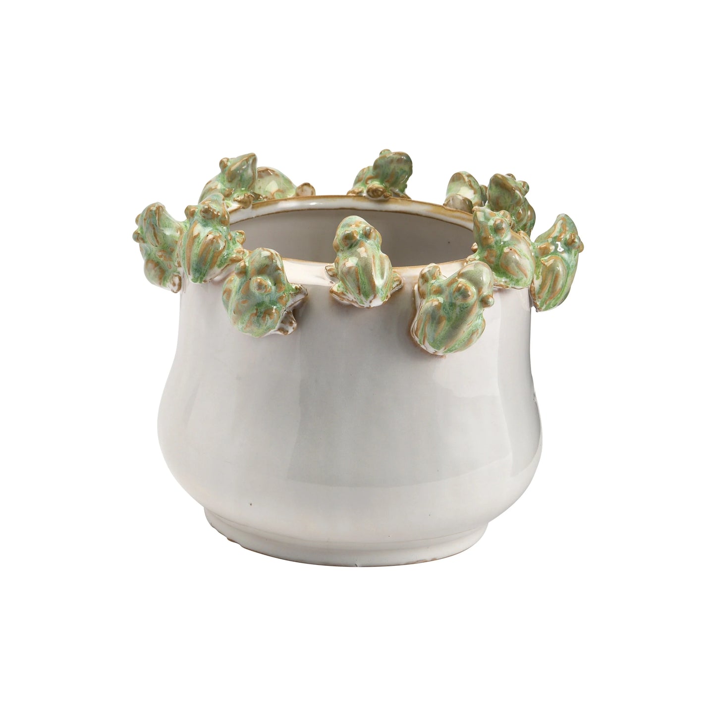 Decorative Stoneware Planter on Rim