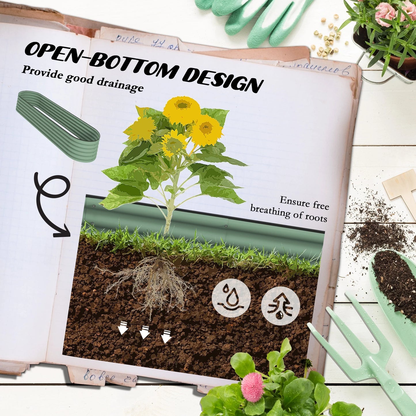 Outsunny 7.9' x 2' x 1.4' Galvanized Raised Garden Bed Kit, Outdoor Metal Elevated Planter Box