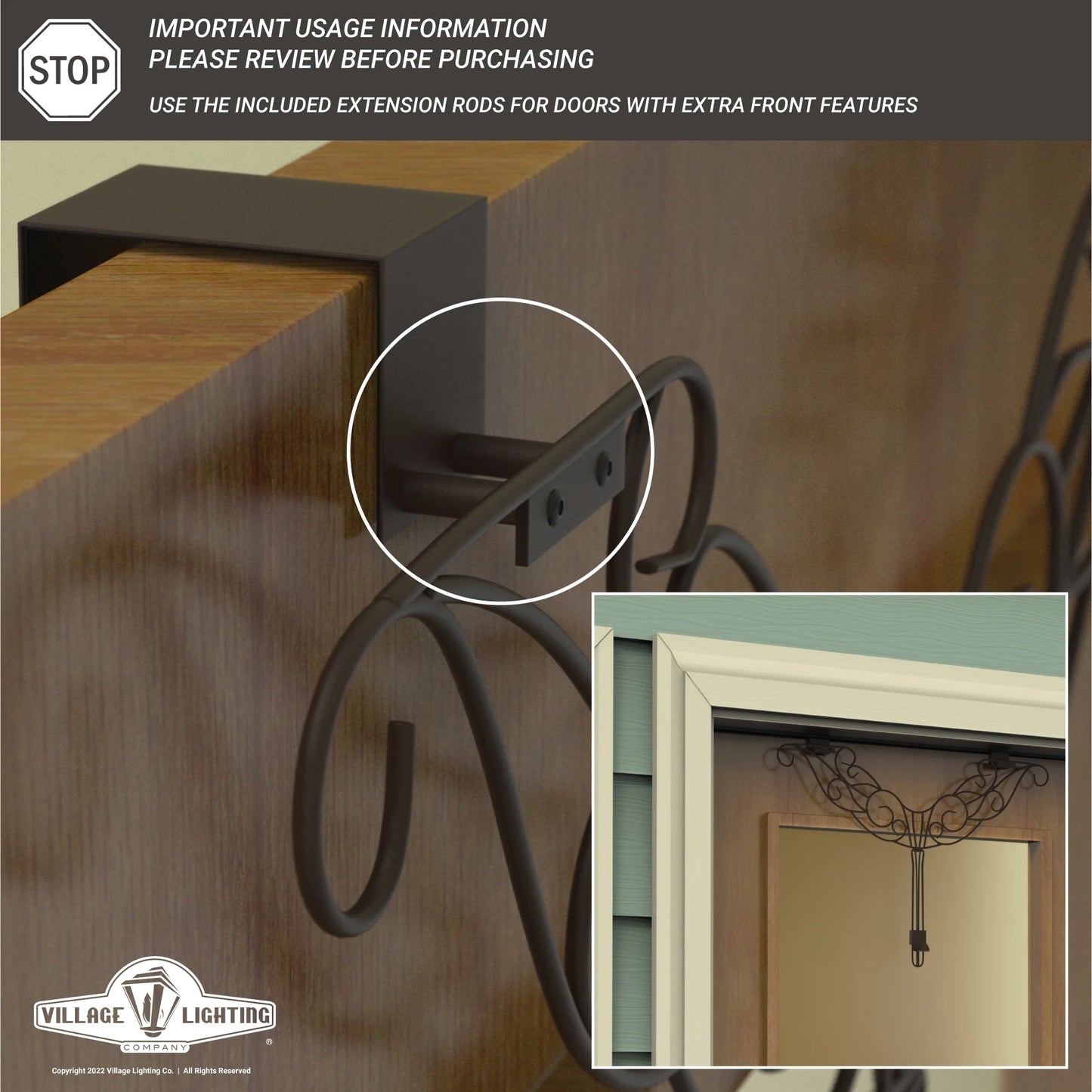 Adjustable Wreath Hanger for Door - Colonial (Brown) - Brown