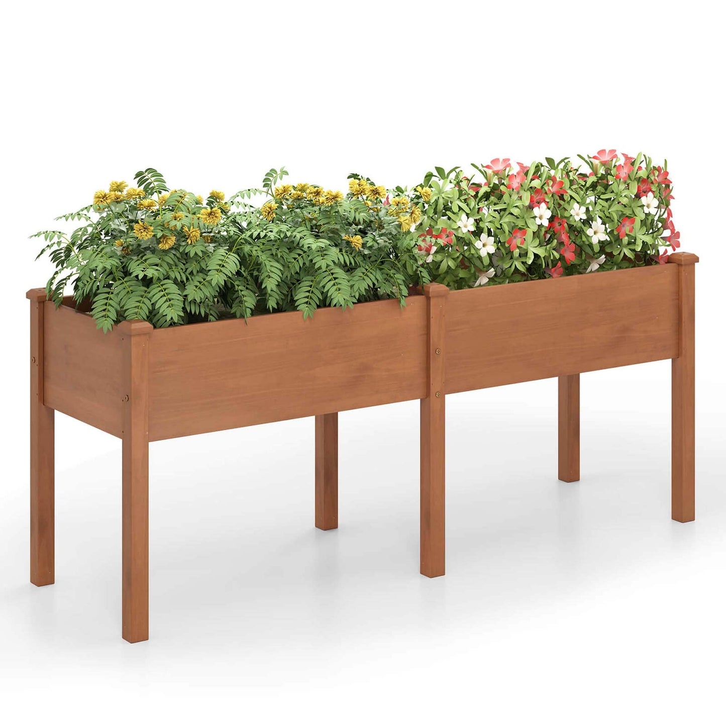Costway Raised Garden Bed Elevated Fir Wood Planter Box with 2 Large - See Details