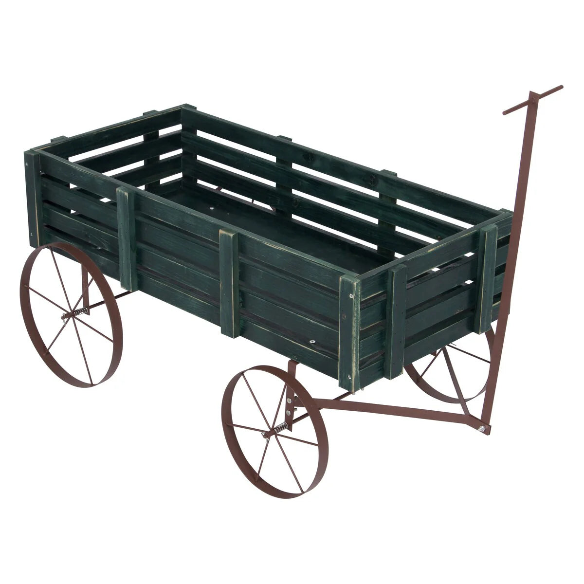 Goldcoast 51" Rustic Wagon Garden Planter with Metal Wheels
