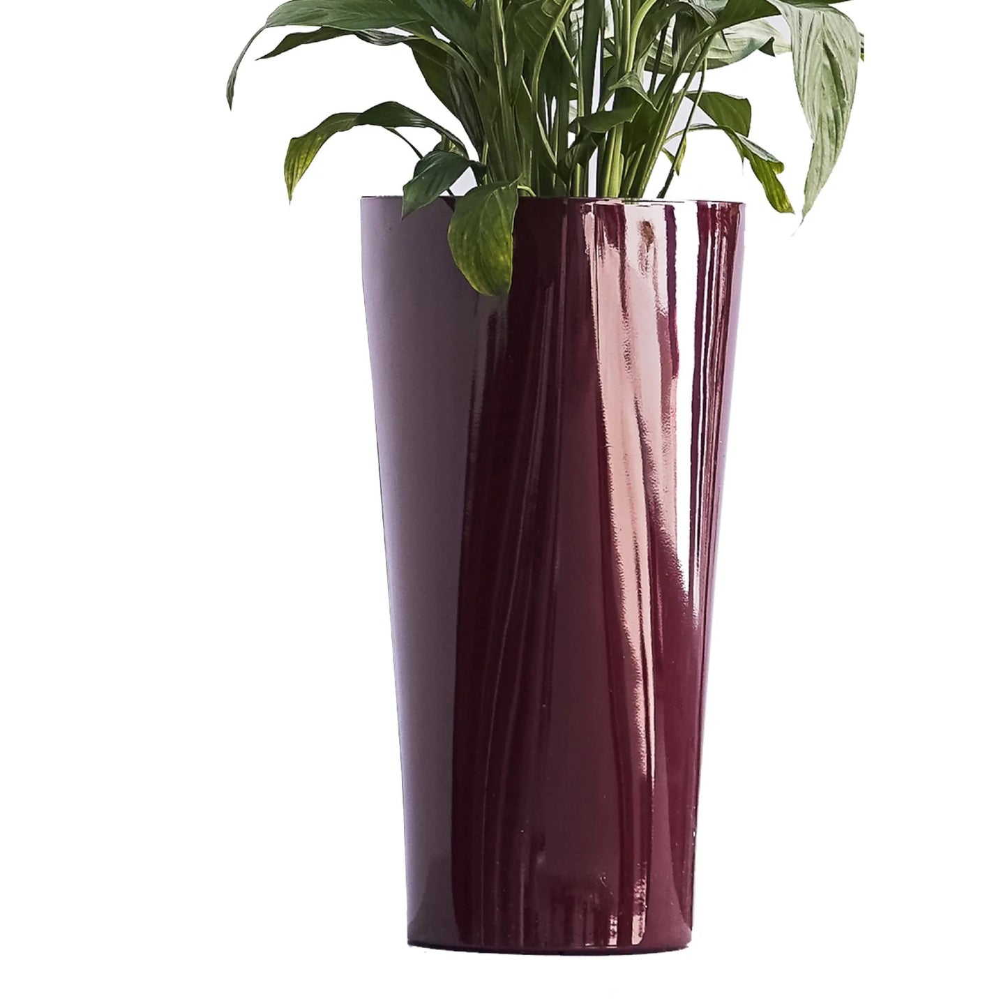 XBrand 22.4" H Plastic Self Watering Indoor Outdoor Triangle Planter Pot w/Glossy Finish, Tall Decorative Gardening Pot